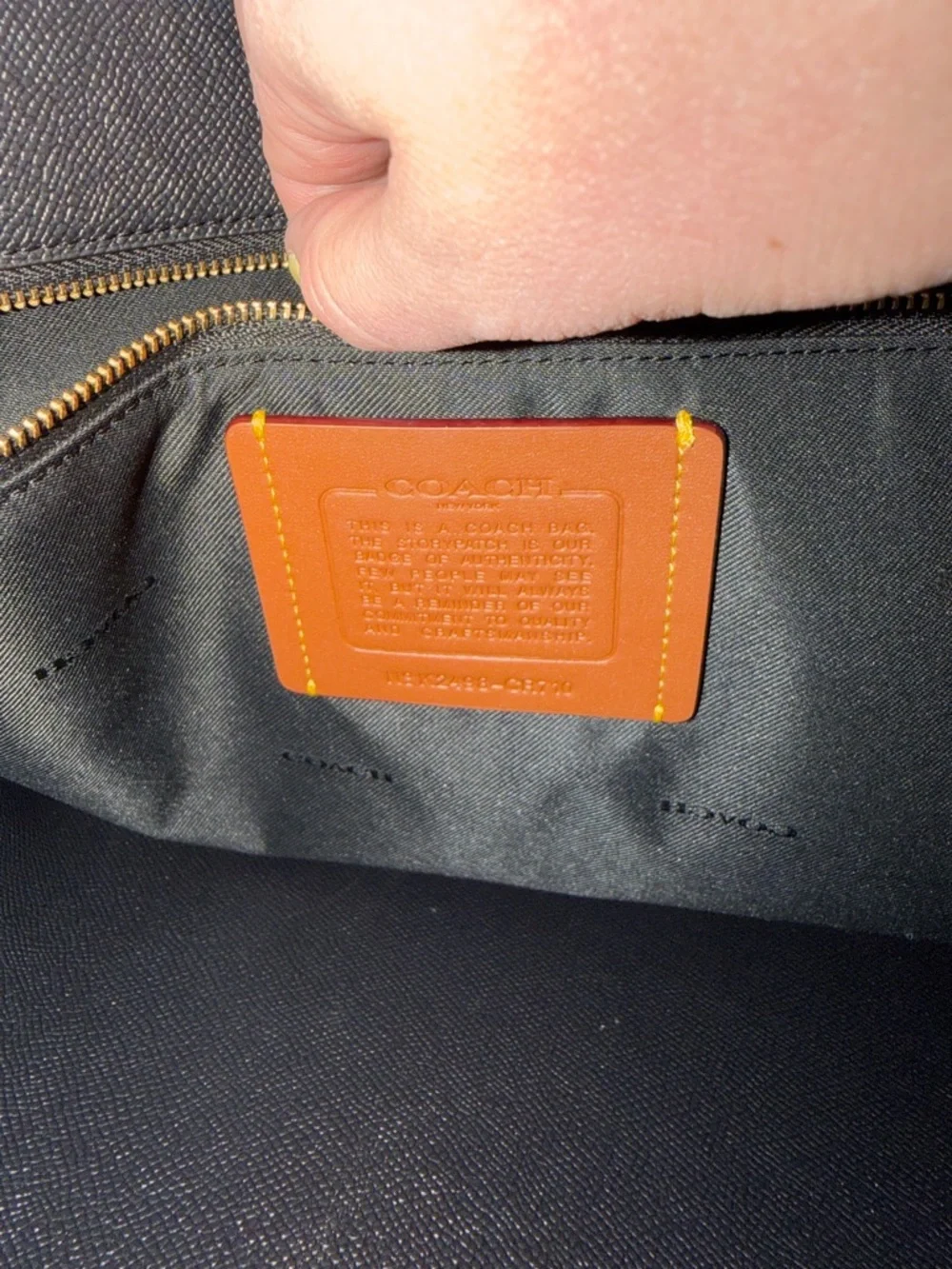 Coach Brown Pebbled Leather Tote with Gold Accent - Picture 6 of 7